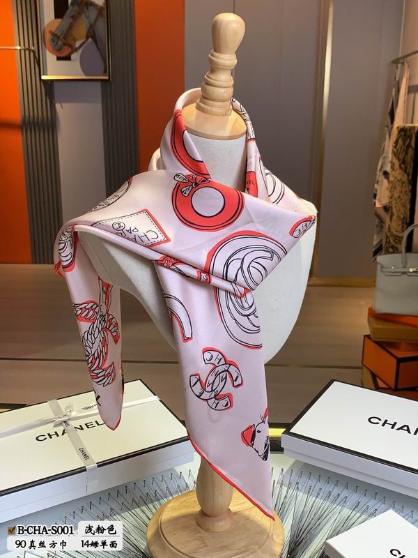 Chanel silk scarf 90X90cm E22 (18)